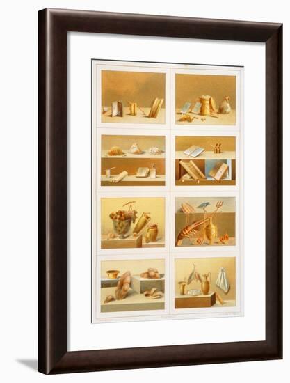 Reproduction of a Fresco Depicting Objects Representing Moments of Everyday Life-Fausto and Felice Niccolini-Framed Giclee Print