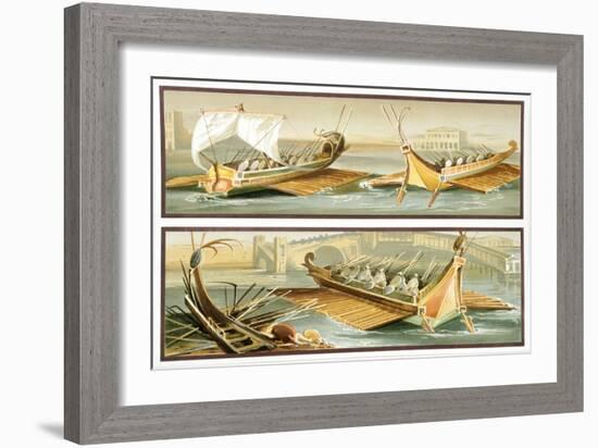 Reproduction of a Fresco Depicting Roman Ships, from the Houses and Monuments of Pompeii-Fausto and Felice Niccolini-Framed Giclee Print