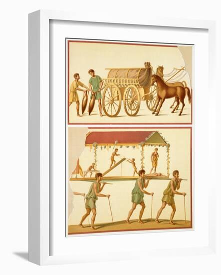 Reproduction of a Fresco Depicting the Transport of Goods on a Wagon and a Sedan Chair-Fausto and Felice Niccolini-Framed Giclee Print