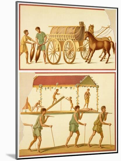 Reproduction of a Fresco Depicting the Transport of Goods on a Wagon and a Sedan Chair-Fausto and Felice Niccolini-Mounted Giclee Print