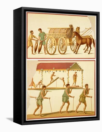 Reproduction of a Fresco Depicting the Transport of Goods on a Wagon and a Sedan Chair-Fausto and Felice Niccolini-Framed Premier Image Canvas