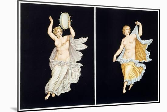 Reproduction of a Fresco Depicting Two Bacchae, from the Houses and Monuments of Pompeii-Fausto and Felice Niccolini-Mounted Giclee Print