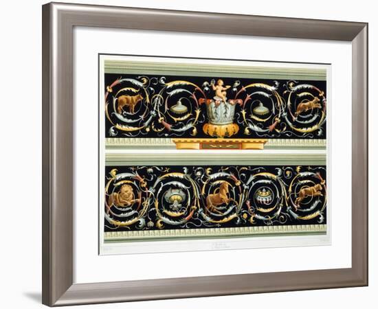 Reproduction of a Fresco with Motif Decorations from the Houses and Monuments of Pompeii-Fausto and Felice Niccolini-Framed Giclee Print