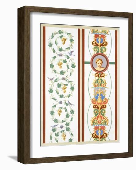 Reproduction of a Fresco with Ornamental Motifs, from the Houses and Monuments of Pompeii-Fausto and Felice Niccolini-Framed Giclee Print