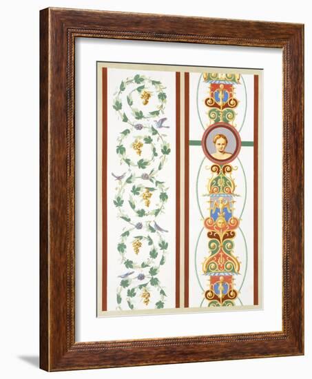 Reproduction of a Fresco with Ornamental Motifs, from the Houses and Monuments of Pompeii-Fausto and Felice Niccolini-Framed Giclee Print