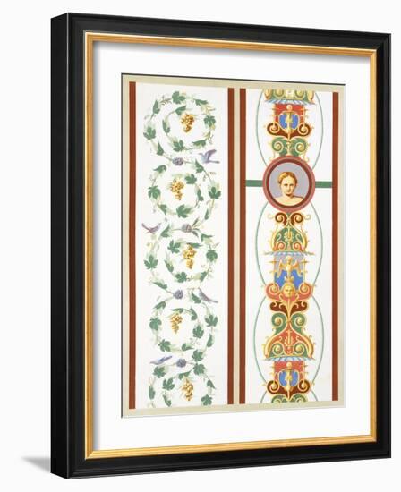 Reproduction of a Fresco with Ornamental Motifs, from the Houses and Monuments of Pompeii-Fausto and Felice Niccolini-Framed Giclee Print