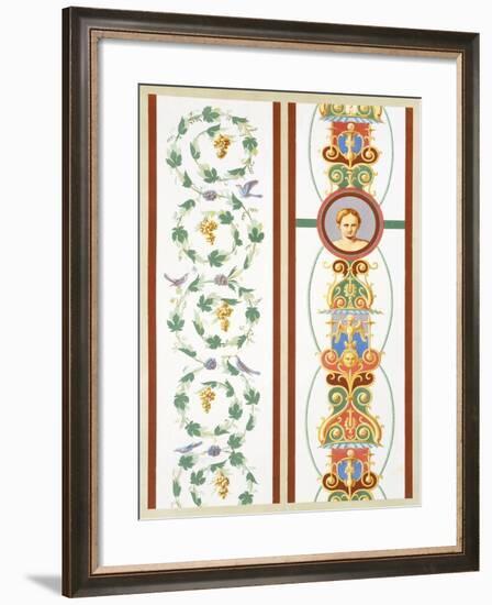 Reproduction of a Fresco with Ornamental Motifs, from the Houses and Monuments of Pompeii-Fausto and Felice Niccolini-Framed Giclee Print