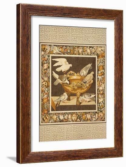 Reproduction of a Mosaic Depicting Some Doves on a Golden Basin-Fausto and Felice Niccolini-Framed Giclee Print