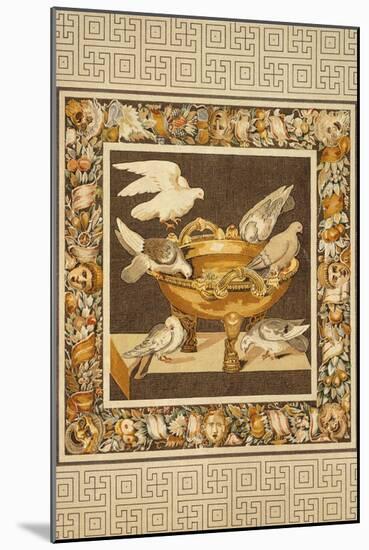 Reproduction of a Mosaic Depicting Some Doves on a Golden Basin-Fausto and Felice Niccolini-Mounted Giclee Print