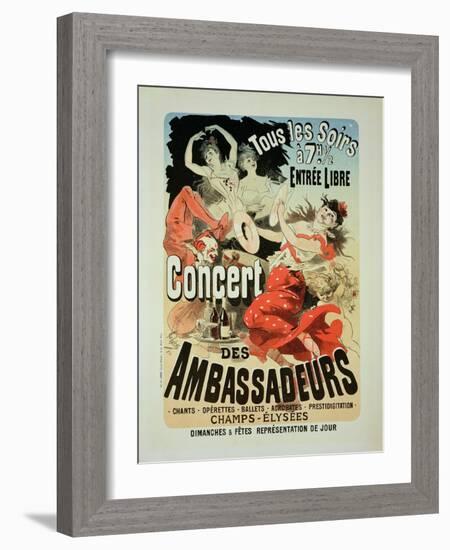 Reproduction of a Poster Advertising an "Ambassadors' Concert," Champs Elysees, Paris, 1884-Jules Chéret-Framed Giclee Print