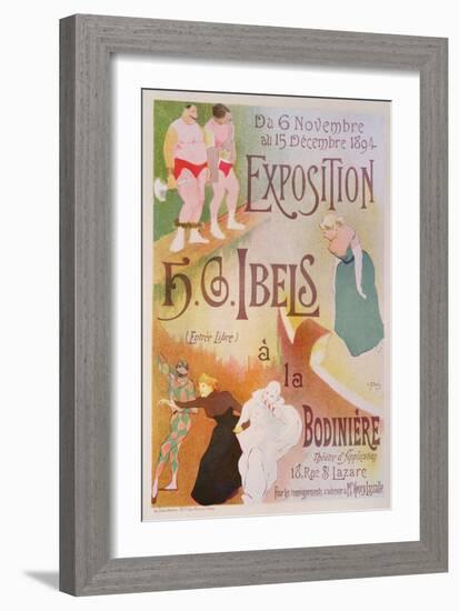 Reproduction of a Poster Advertising an Exhibition by H. G. Ibels, at the Bodiniere, Rue St Lazare,-Henri-Gabriel Ibels-Framed Giclee Print