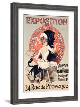 Reproduction of a Poster Advertising an Exhibition of the Paintings and Drawings of A. Willette-Jules Chéret-Framed Giclee Print