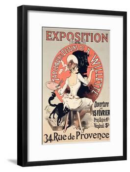 Reproduction of a Poster Advertising an Exhibition of the Paintings and Drawings of A. Willette-Jules Chéret-Framed Giclee Print