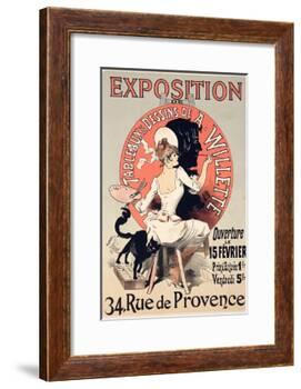 Reproduction of a Poster Advertising an Exhibition of the Paintings and Drawings of A. Willette-Jules Chéret-Framed Giclee Print