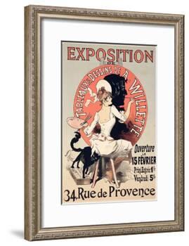 Reproduction of a Poster Advertising an Exhibition of the Paintings and Drawings of A. Willette-Jules Chéret-Framed Giclee Print