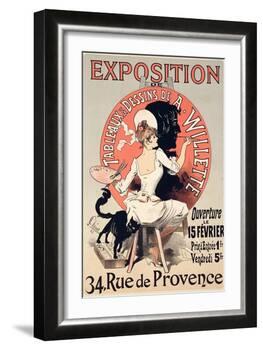 Reproduction of a Poster Advertising an Exhibition of the Paintings and Drawings of A. Willette-Jules Chéret-Framed Giclee Print