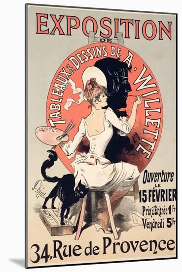 Reproduction of a Poster Advertising an Exhibition of the Paintings and Drawings of A. Willette-Jules Chéret-Mounted Giclee Print