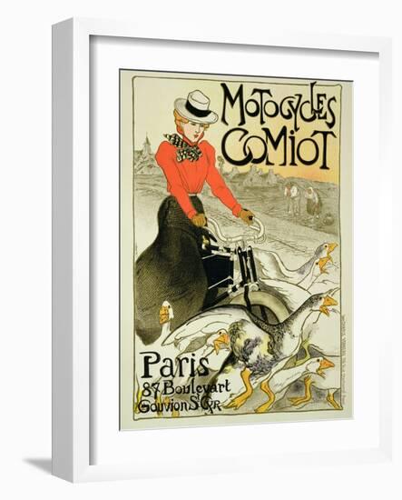 Reproduction of a Poster Advertising Comiot Motorcycles, 1899-Théophile Alexandre Steinlen-Framed Giclee Print