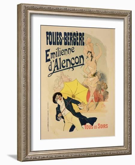 Reproduction of a Poster Advertising "Emile D'Alencon," Every Evening at the Folies-Bergeres, 1893-Jules Chéret-Framed Giclee Print