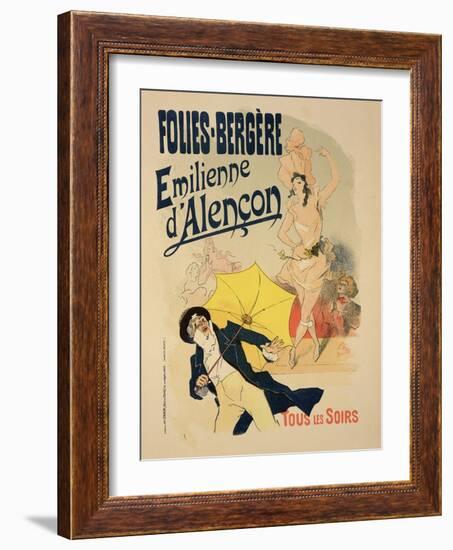 Reproduction of a Poster Advertising "Emile D'Alencon," Every Evening at the Folies-Bergeres, 1893-Jules Chéret-Framed Giclee Print