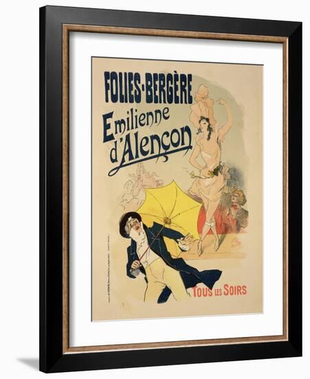 Reproduction of a Poster Advertising "Emile D'Alencon," Every Evening at the Folies-Bergeres, 1893-Jules Chéret-Framed Giclee Print