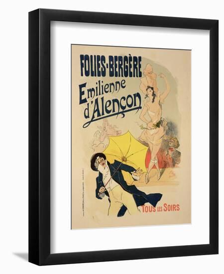 Reproduction of a Poster Advertising "Emile D'Alencon," Every Evening at the Folies-Bergeres, 1893-Jules Chéret-Framed Giclee Print