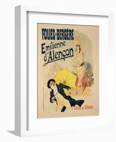 Reproduction of a Poster Advertising "Emile D'Alencon," Every Evening at the Folies-Bergeres, 1893-Jules Chéret-Framed Giclee Print