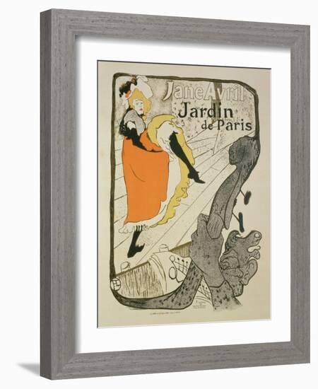 Reproduction of a Poster Advertising "Jane Avril" at the Jardin De Paris, 1893-Henri de Toulouse-Lautrec-Framed Giclee Print