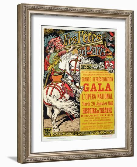 Reproduction of a Poster Advertising the "Fetes de Paris", at the Opera National, Paris, 1885-Eugene Grasset-Framed Giclee Print