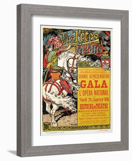 Reproduction of a Poster Advertising the "Fetes de Paris", at the Opera National, Paris, 1885-Eugene Grasset-Framed Giclee Print