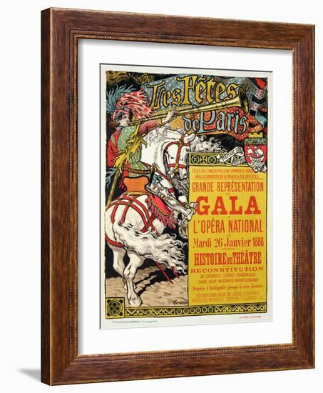 Reproduction of a Poster Advertising the "Fetes de Paris", at the Opera National, Paris, 1885-Eugene Grasset-Framed Giclee Print