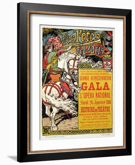 Reproduction of a Poster Advertising the "Fetes de Paris", at the Opera National, Paris, 1885-Eugene Grasset-Framed Giclee Print