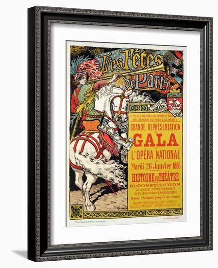 Reproduction of a Poster Advertising the "Fetes de Paris", at the Opera National, Paris, 1885-Eugene Grasset-Framed Giclee Print
