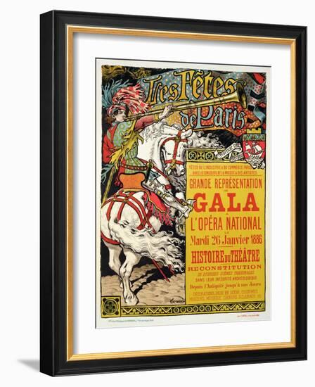 Reproduction of a Poster Advertising the "Fetes de Paris", at the Opera National, Paris, 1885-Eugene Grasset-Framed Giclee Print