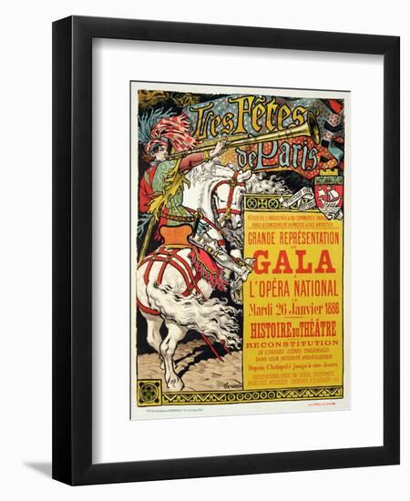 Reproduction of a Poster Advertising the "Fetes de Paris", at the Opera National, Paris, 1885-Eugene Grasset-Framed Giclee Print