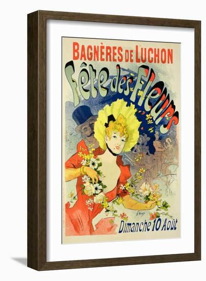 Reproduction of a Poster Advertising the Flower Festival at Bagneres-De-Luchon, 1890-Jules Chéret-Framed Giclee Print