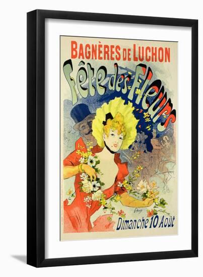 Reproduction of a Poster Advertising the Flower Festival at Bagneres-De-Luchon, 1890-Jules Chéret-Framed Giclee Print