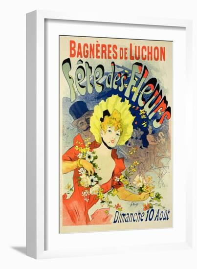 Reproduction of a Poster Advertising the Flower Festival at Bagneres-De-Luchon, 1890-Jules Chéret-Framed Giclee Print