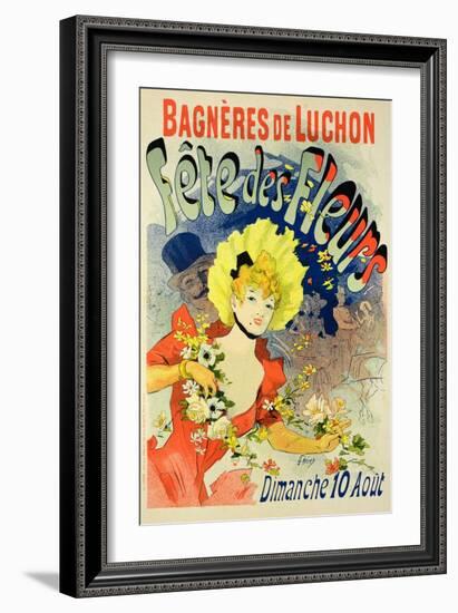 Reproduction of a Poster Advertising the Flower Festival at Bagneres-De-Luchon, 1890-Jules Chéret-Framed Giclee Print