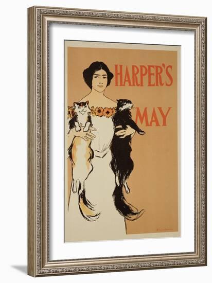 Reproduction of a Poster Advertising the May Issue of "Harper's Magazine," 1897-Edward Penfield-Framed Giclee Print