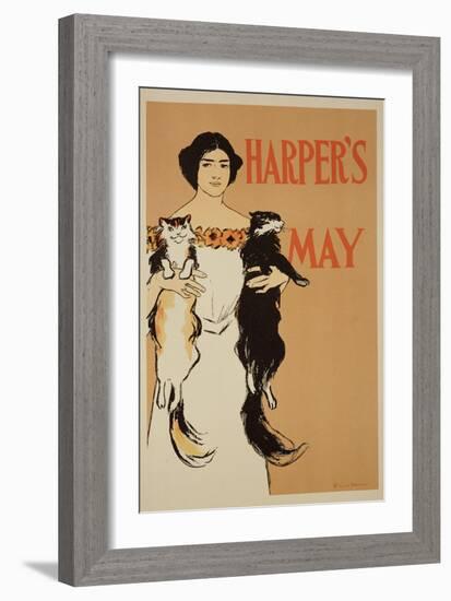 Reproduction of a Poster Advertising the May Issue of "Harper's Magazine," 1897-Edward Penfield-Framed Giclee Print