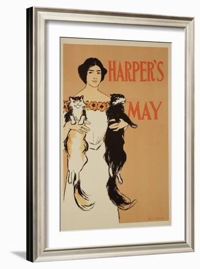 Reproduction of a Poster Advertising the May Issue of "Harper's Magazine," 1897-Edward Penfield-Framed Giclee Print