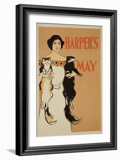 Reproduction of a Poster Advertising the May Issue of "Harper's Magazine," 1897-Edward Penfield-Framed Giclee Print