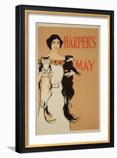 Reproduction of a Poster Advertising the May Issue of "Harper's Magazine," 1897-Edward Penfield-Framed Giclee Print