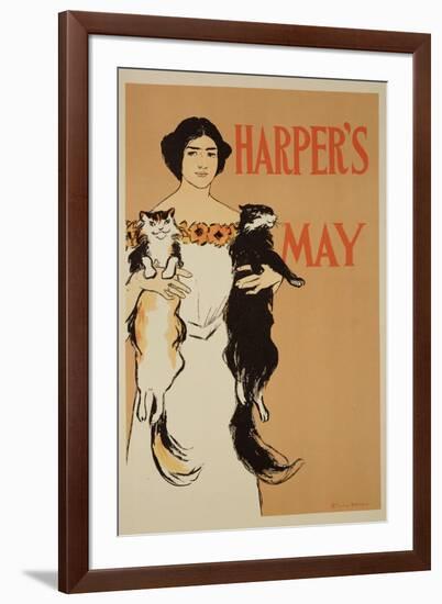 Reproduction of a Poster Advertising the May Issue of "Harper's Magazine," 1897-Edward Penfield-Framed Giclee Print