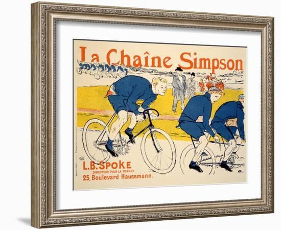 Reproduction of a Poster Advertising 'The Simpson Chain', Paris, 1896-Henri de Toulouse-Lautrec-Framed Giclee Print