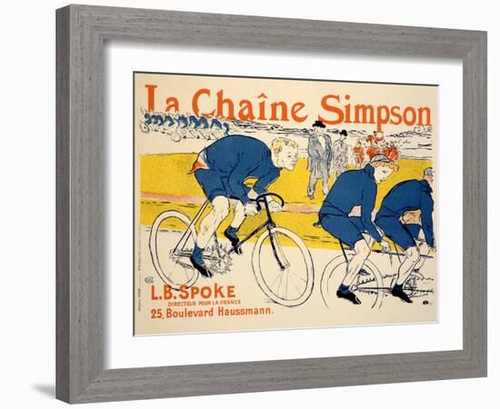 Reproduction of a Poster Advertising 'The Simpson Chain', Paris, 1896-Henri de Toulouse-Lautrec-Framed Giclee Print