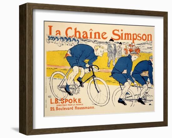 Reproduction of a Poster Advertising 'The Simpson Chain', Paris, 1896-Henri de Toulouse-Lautrec-Framed Giclee Print