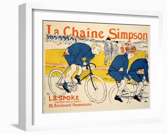 Reproduction of a Poster Advertising 'The Simpson Chain', Paris, 1896-Henri de Toulouse-Lautrec-Framed Giclee Print