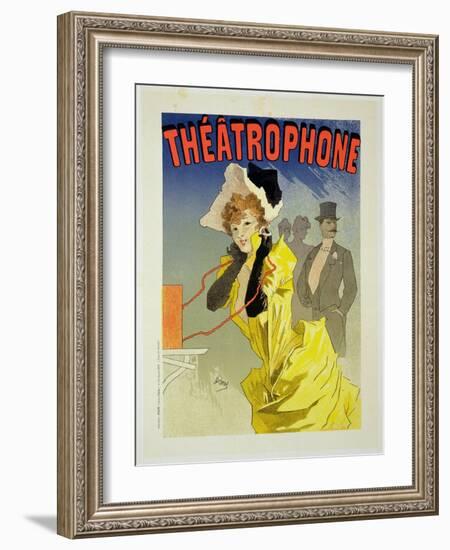 Reproduction of a Poster Advertising "Theatrophone," 1890-Jules Chéret-Framed Giclee Print